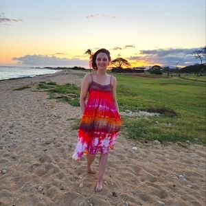 Handmade Solar Flare Maxi Dress- Women's Custom Tie Dye Fit and Flare Maxi dress